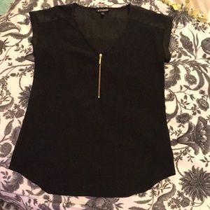 Express Gramercy Zippered Blouse (Black)